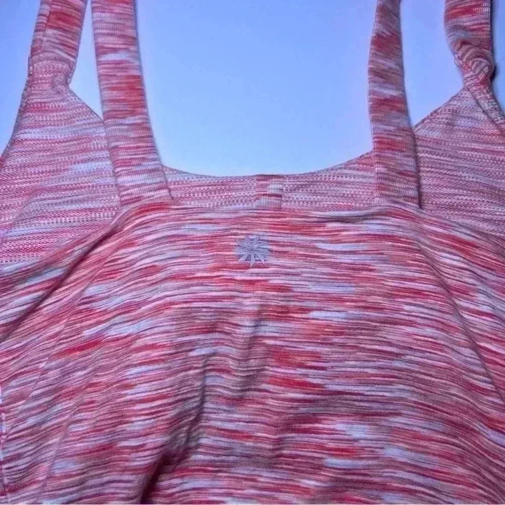 Athleta Fastest Track Athletic Ruched Tank Top Orange Gray Space Dye Size Large - Picture 3 of 8